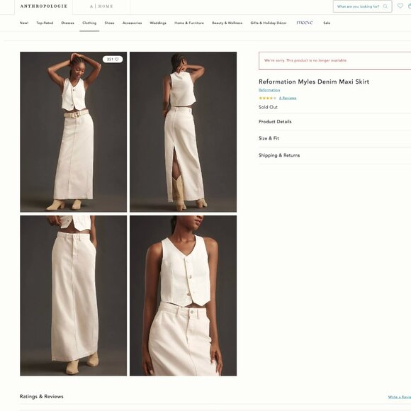 Reformation x Anthropologie Myles Denim Maxi Skirt Column Full Length High Rise - Picture 14 of 14